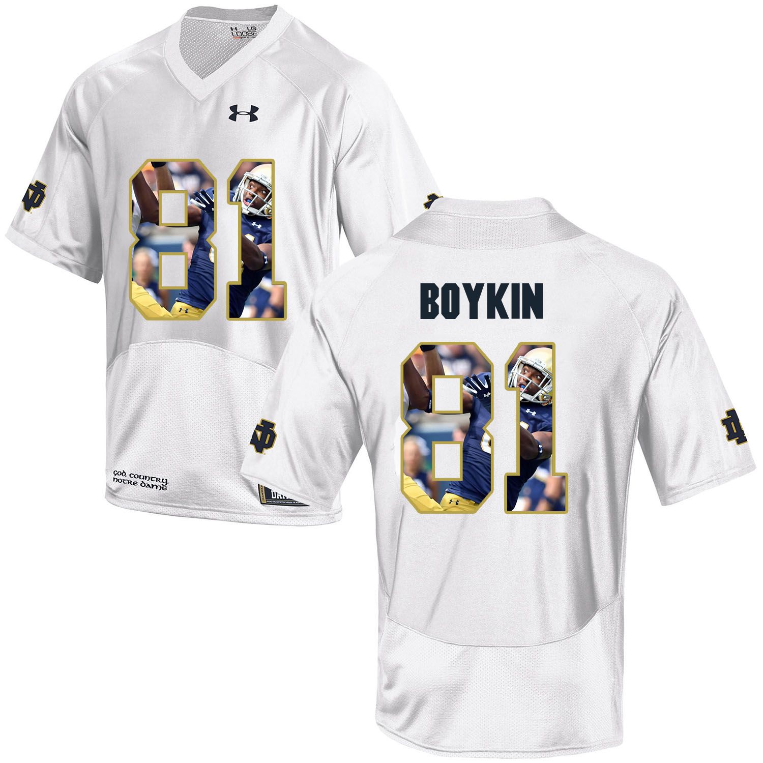 Men Norte Dame Fighting Irish #81 Boykin White Fashion Edition Customized NCAA Jerseys